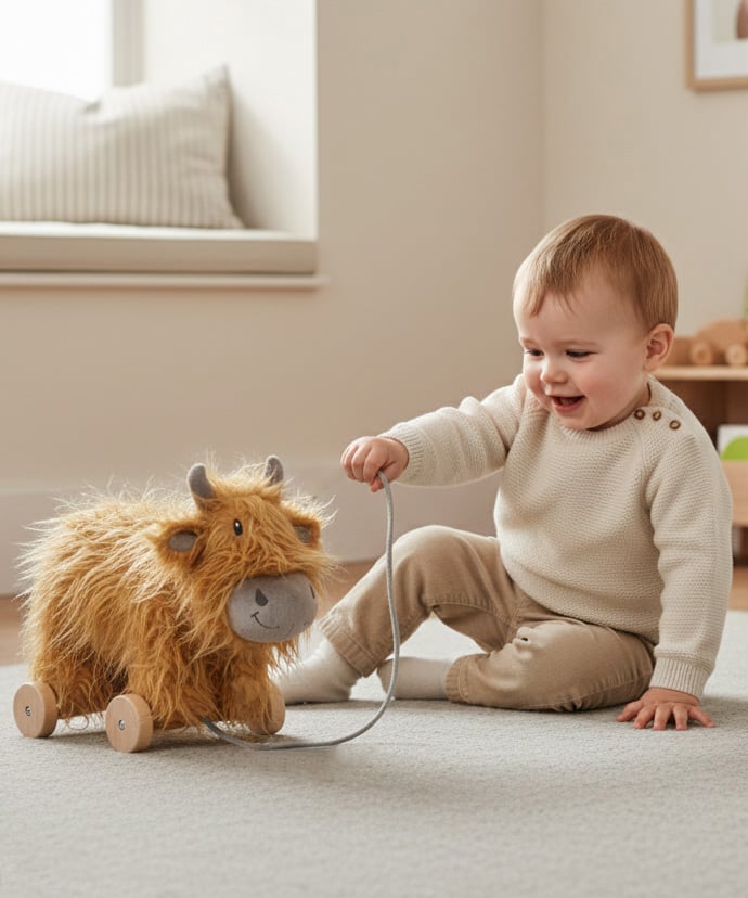 Hubert Highland Cow Pull Along Toy