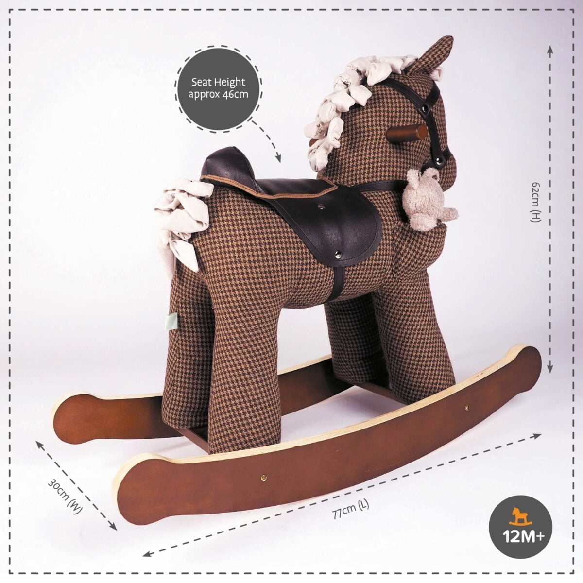 Product dimensions displayed for Chester & Fred Rocking Horse