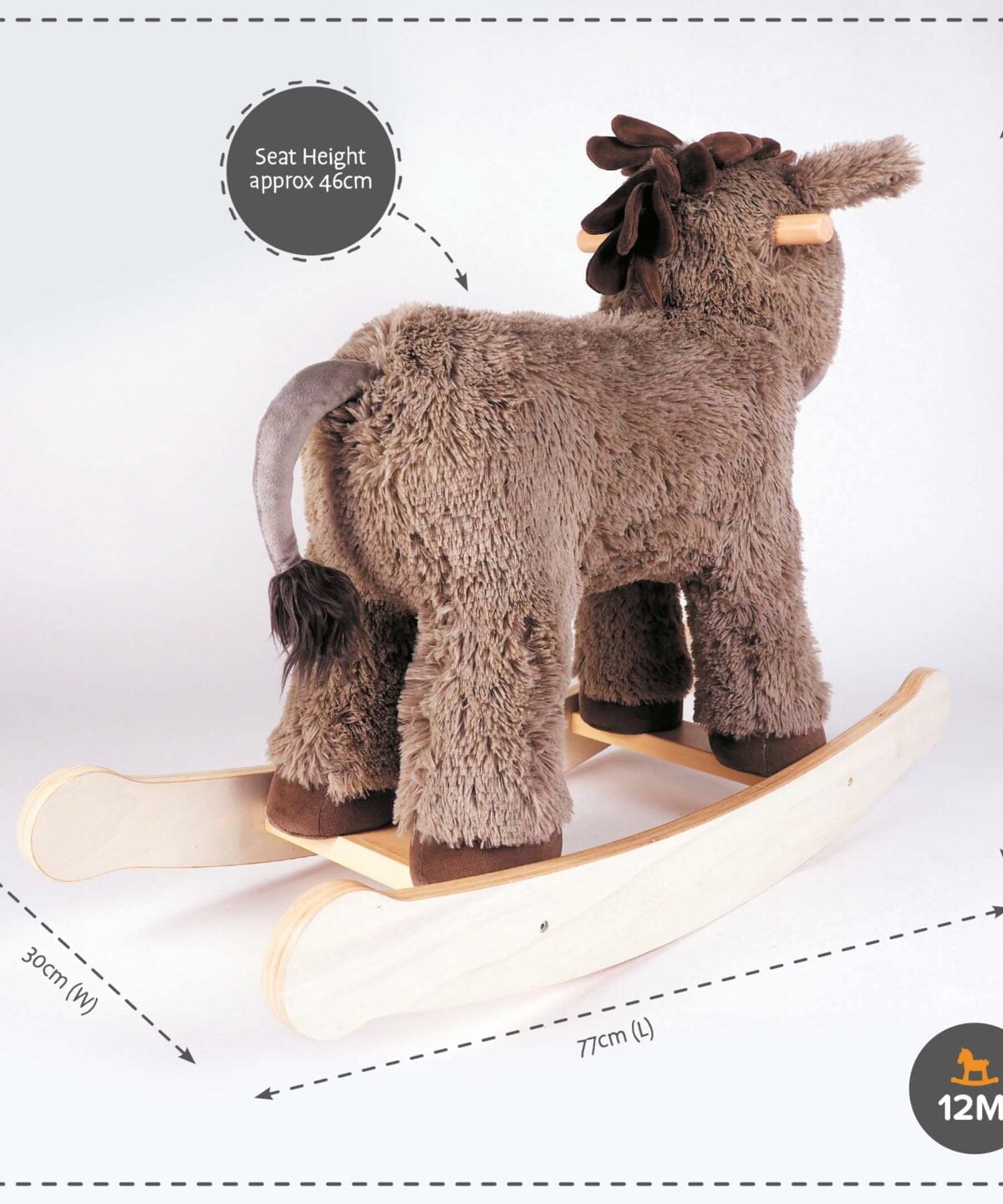 Product dimensions displayed for Norbert Rocking Donkey 12m+