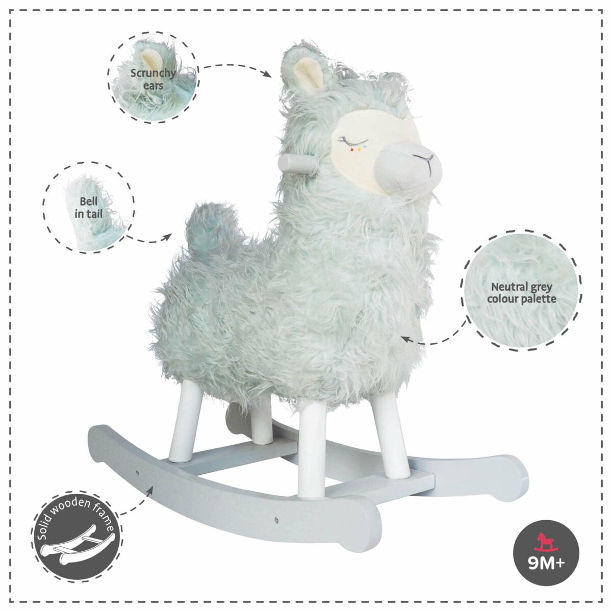 Features and benefits displayed for Rio Rocking Llama