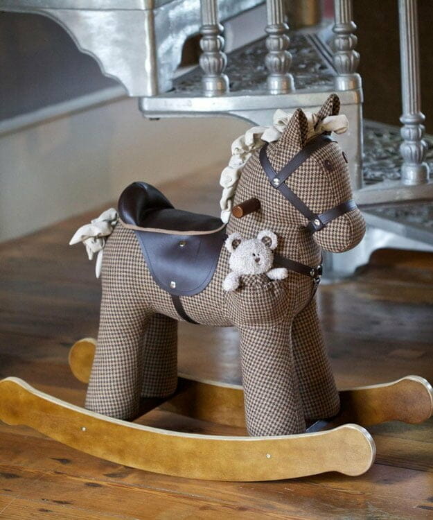 Traditional Chester & Fred Rocking Horse with brown leatherette saddle and bridle