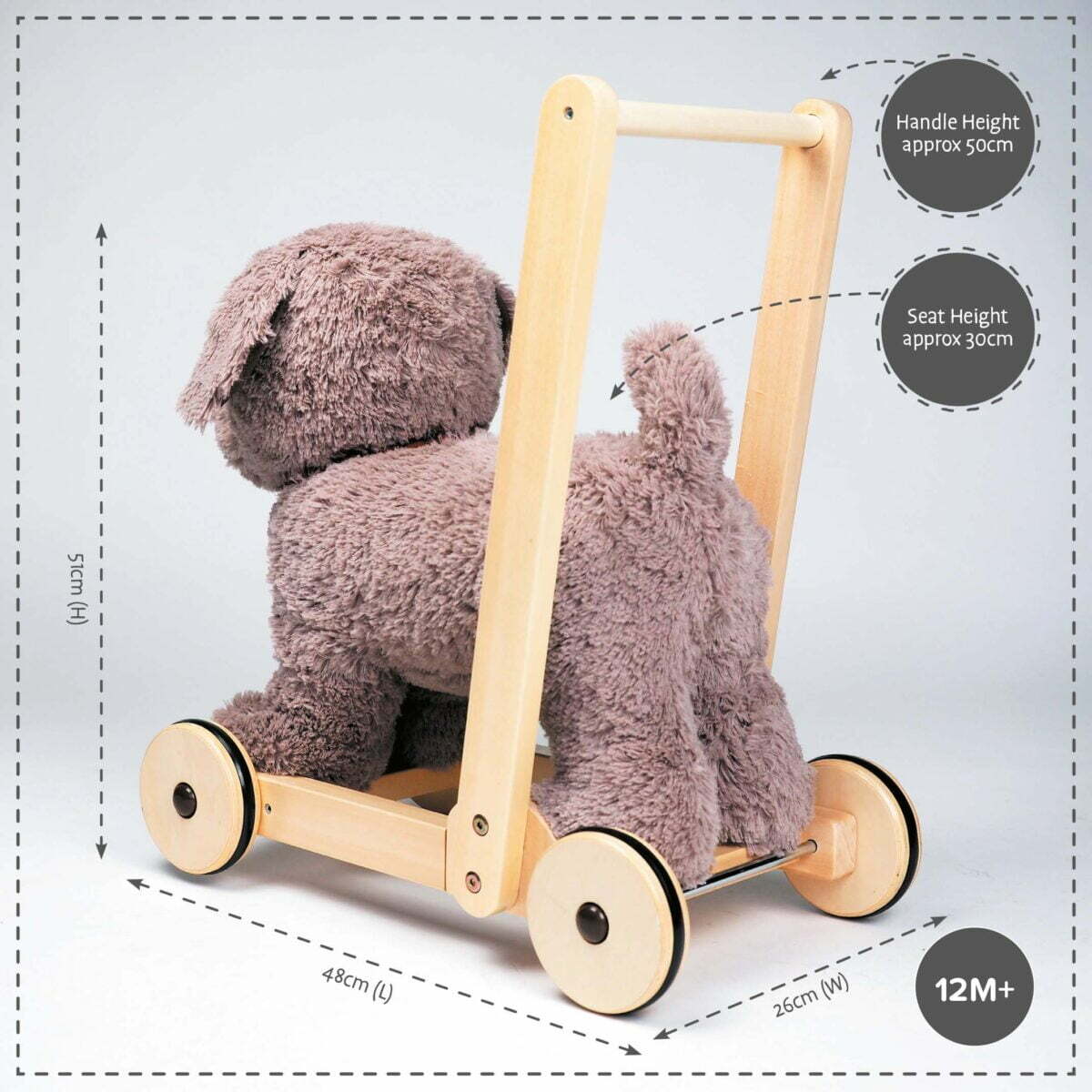 Product dimensions displayed for Bailey Dog Baby Walker