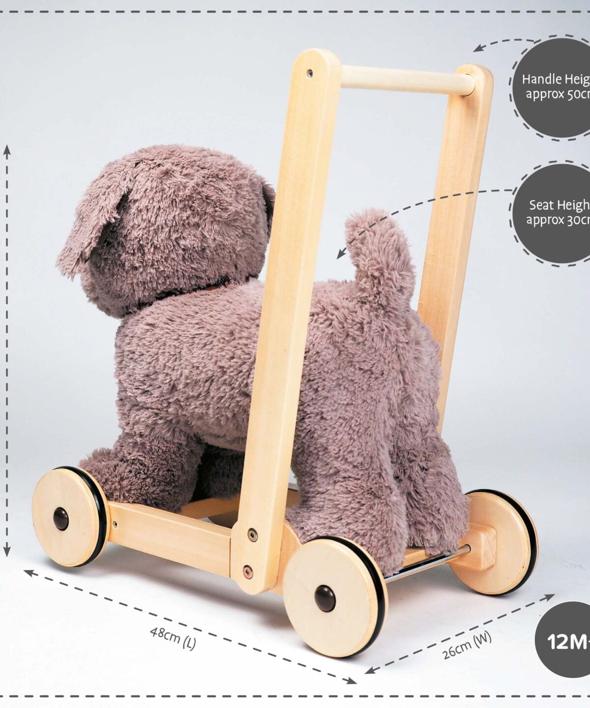 Product dimensions displayed for Bailey Dog Baby Walker