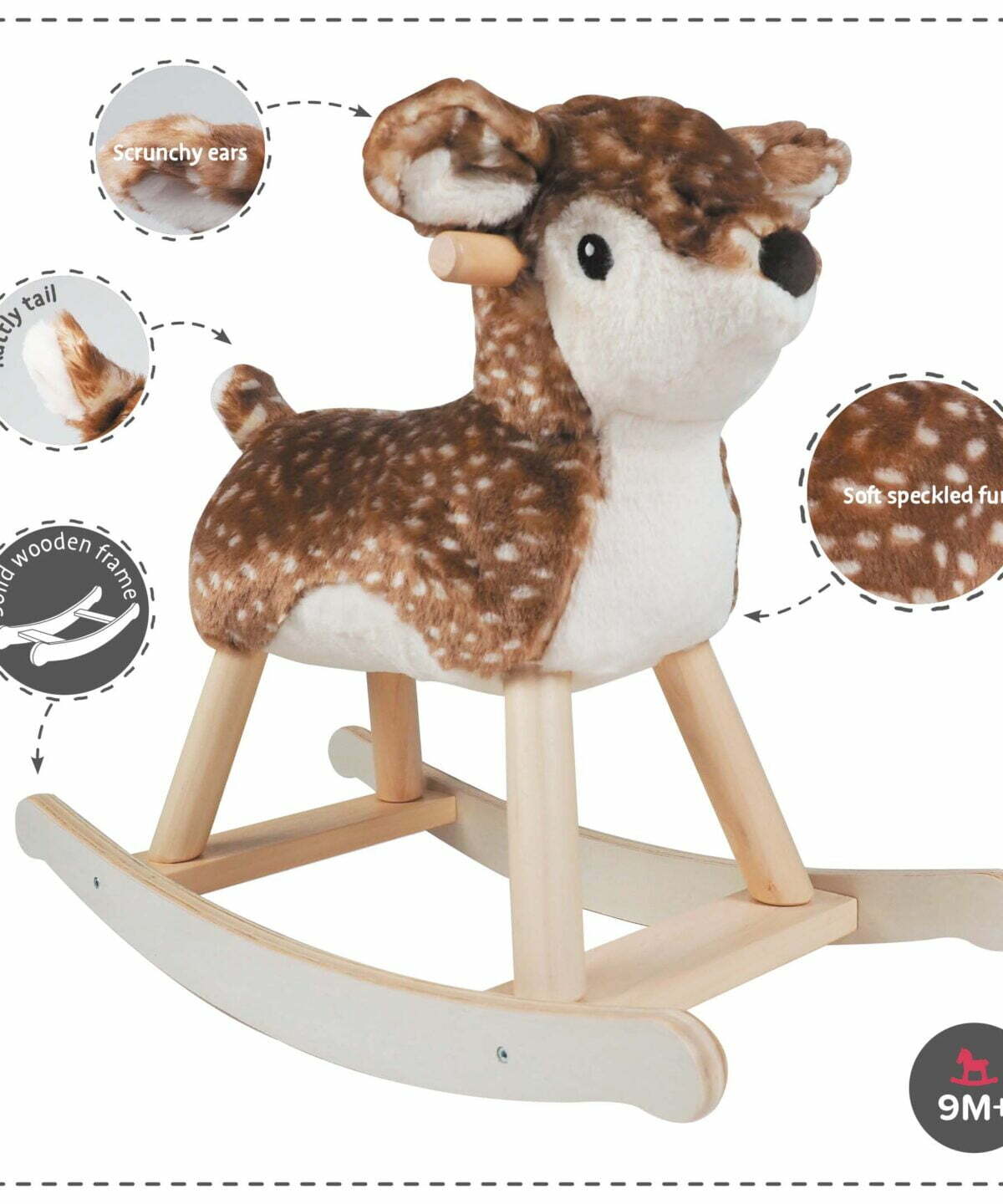 Features and benefits displayed for Willow Rocking Deer