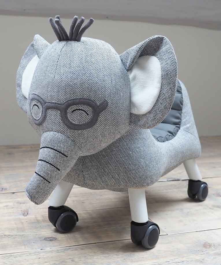 Cuthbert Elephant Ride On Toy with castor wheels and supportive seat