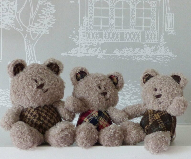 Three little soft teddy bears 