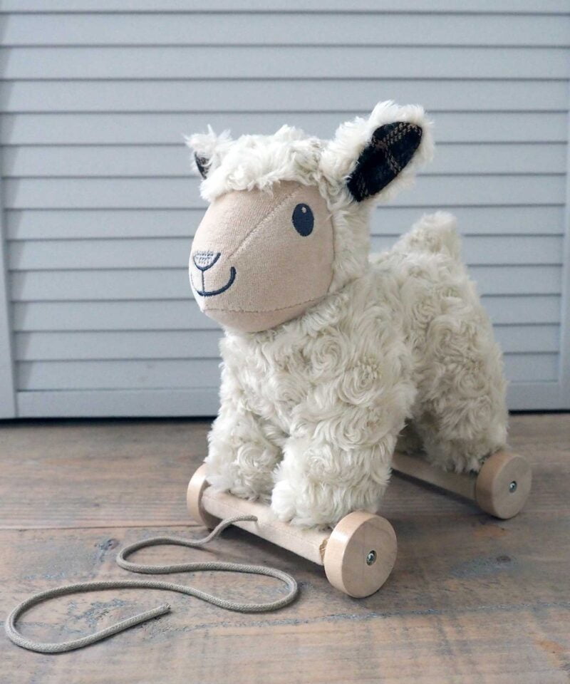 Lambert sheep pull along toy on wheels 