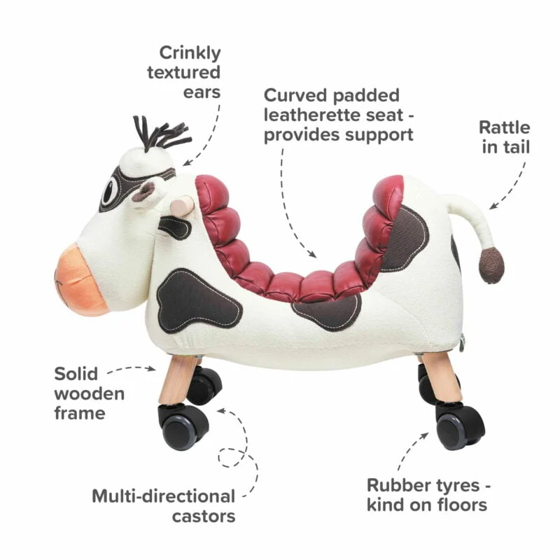 infographic image of cow sit and ride animal toy 