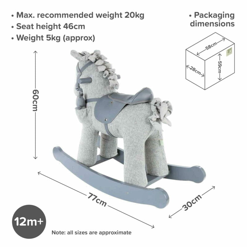 Classic baby rocking horse Stirling and Mac 12m+ Infographic