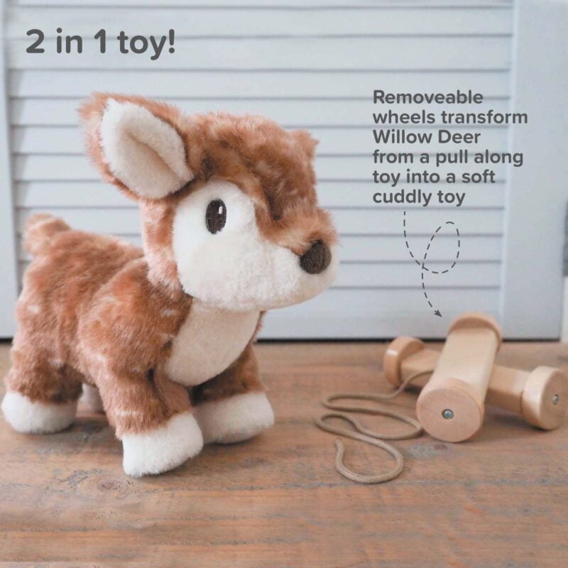 infographic image of willow deer pull along toy 