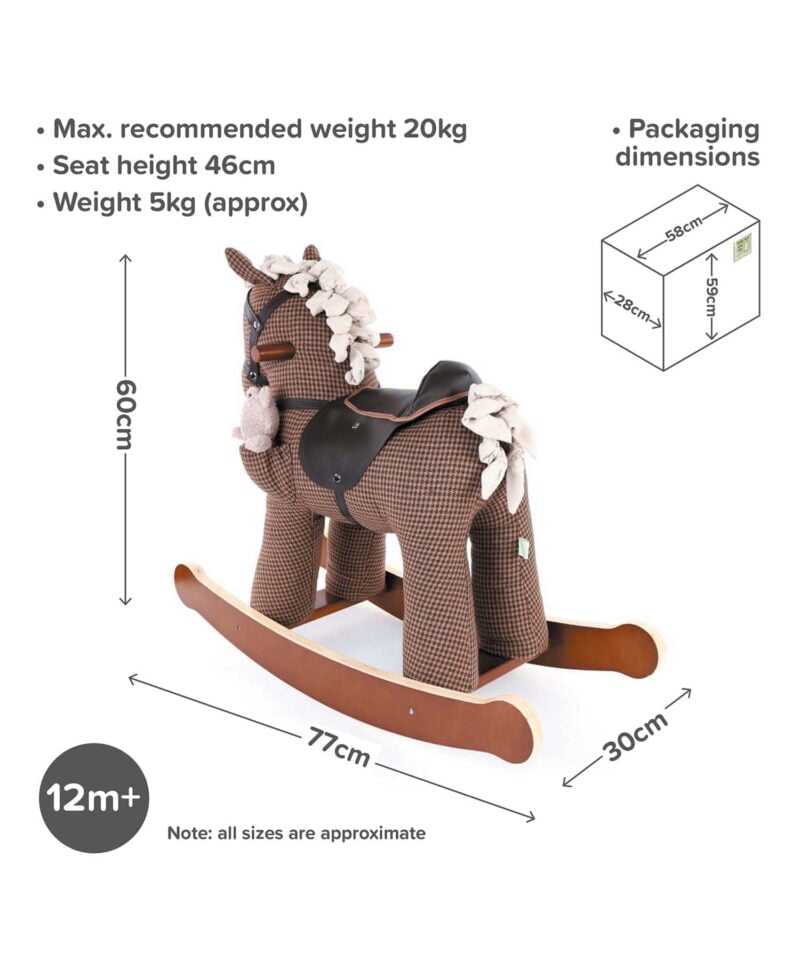 Infographic image of Chester & Fred Rocking Horse  showing dimensions