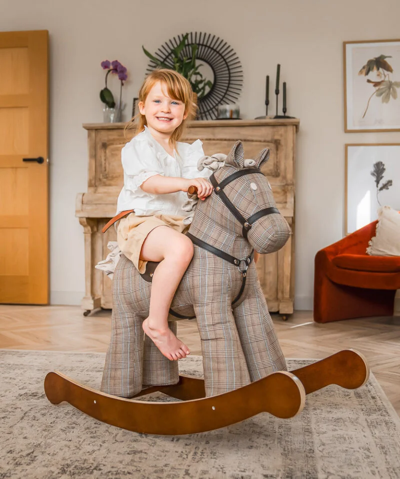 Kid riding store bouncy horse