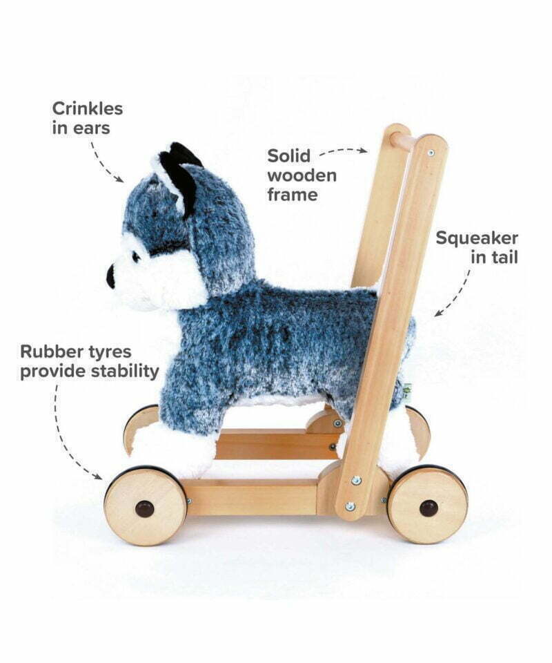 Infographic image of Mishka Dog Baby Walker showing features and benefits