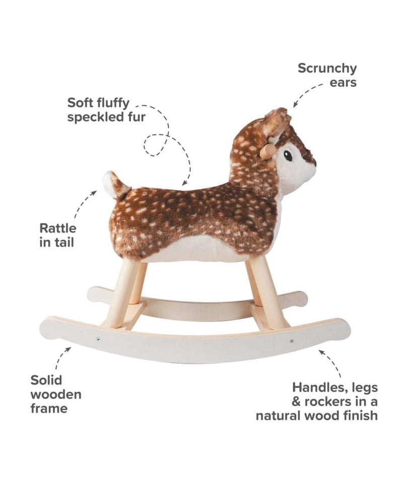 Infographic image of Willow Rocking Deer showing features and benefits